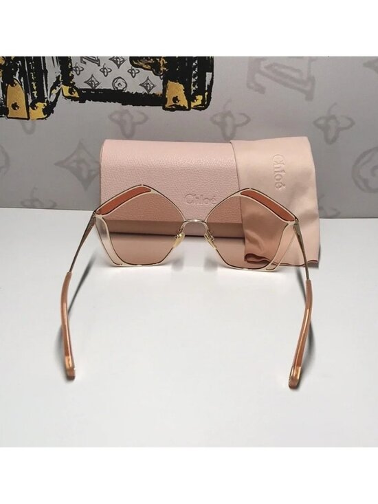 New Authentic Chloé CH0026S 003 Sunglasses – Shiny Gold Frame / Solid Nude